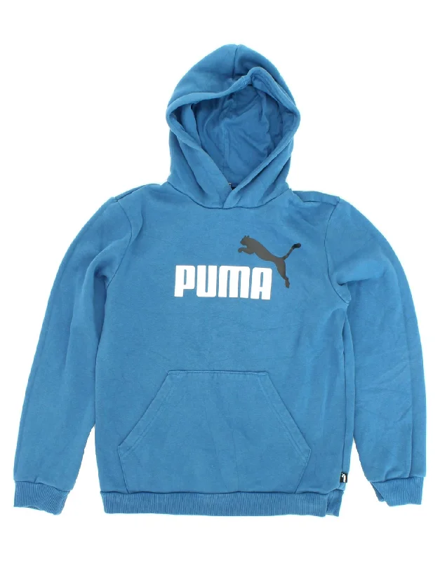 men's light hoodie for spring -PUMA Boys Graphic Hoodie Jumper 13-14 Years XL Blue Cotton