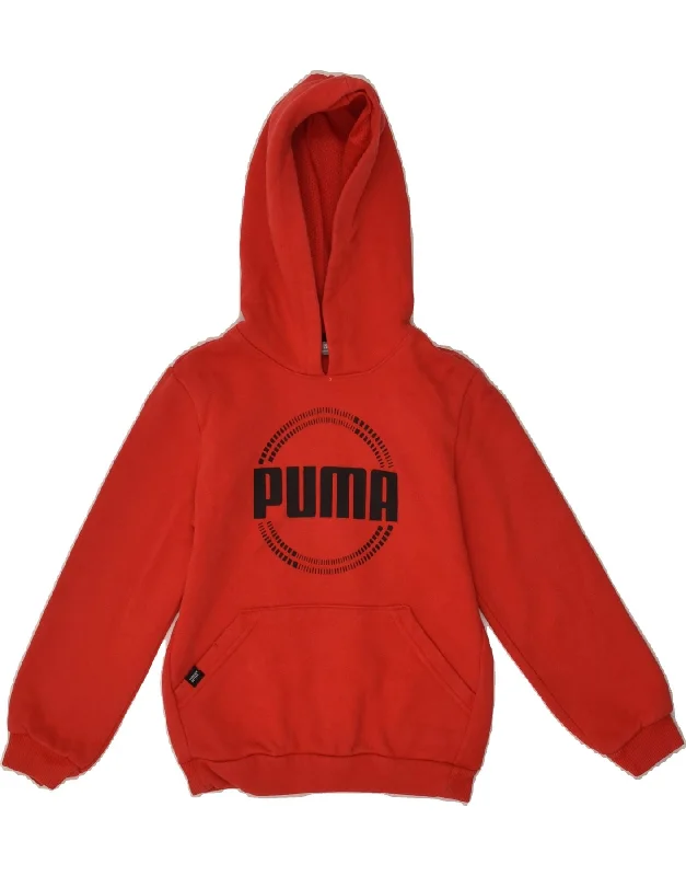 men's thick hoodies for winter -PUMA Boys Graphic Hoodie Jumper 7-8 Years Red Cotton