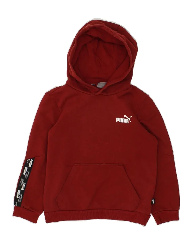 men's workout sweatshirts -PUMA Boys Graphic Hoodie Jumper 7-8 Years Red