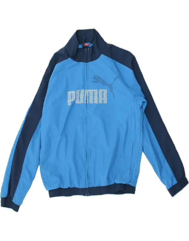 men's lightweight puffer jackets -PUMA Boys Graphic Tracksuit Top Jacket 11-12 Years Blue Colourblock