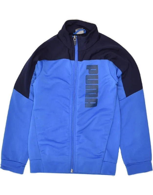 men's bomber jackets -PUMA Boys Graphic Tracksuit Top Jacket 5-6 Years Blue Colourblock