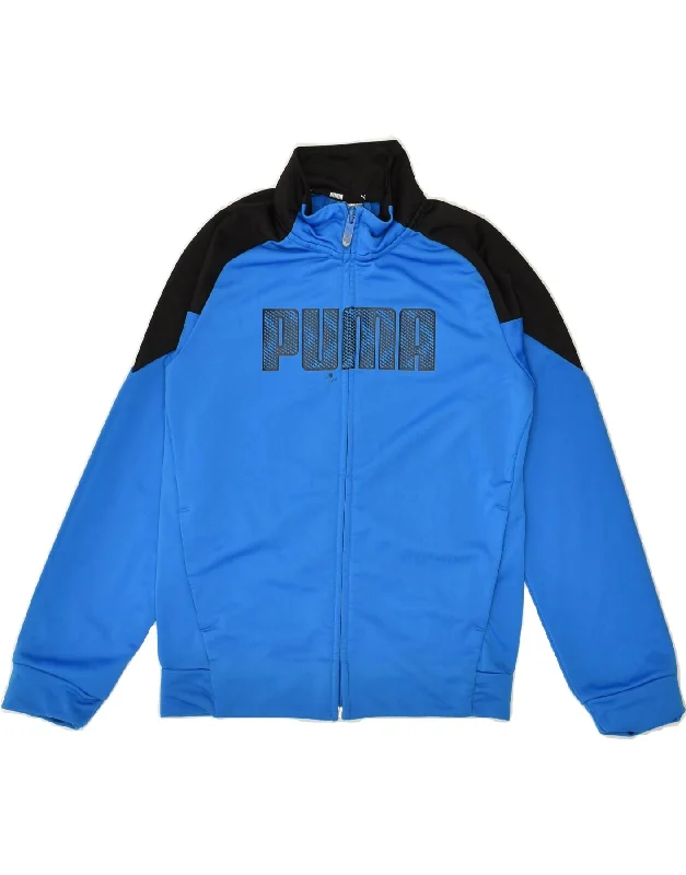 men's formal jackets -PUMA Boys Graphic Tracksuit Top Jacket 9-10 Years Blue Colourblock