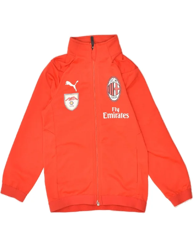 men's stylish denim jackets -PUMA Boys Graphic Tracksuit Top Jacket 9-10 Years Orange Polyester