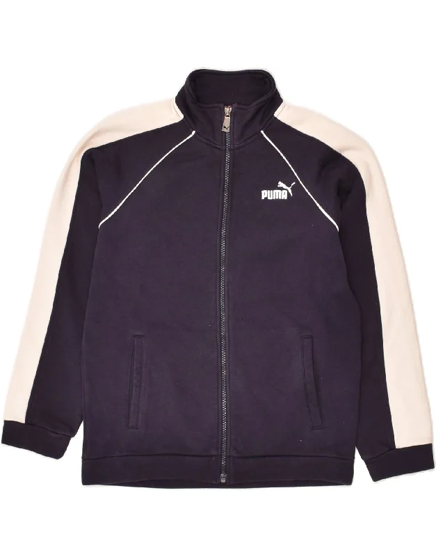 men's performance jackets -PUMA Boys Graphic Tracksuit Top Jacket UK 30/32 11-12 Years Navy Blue