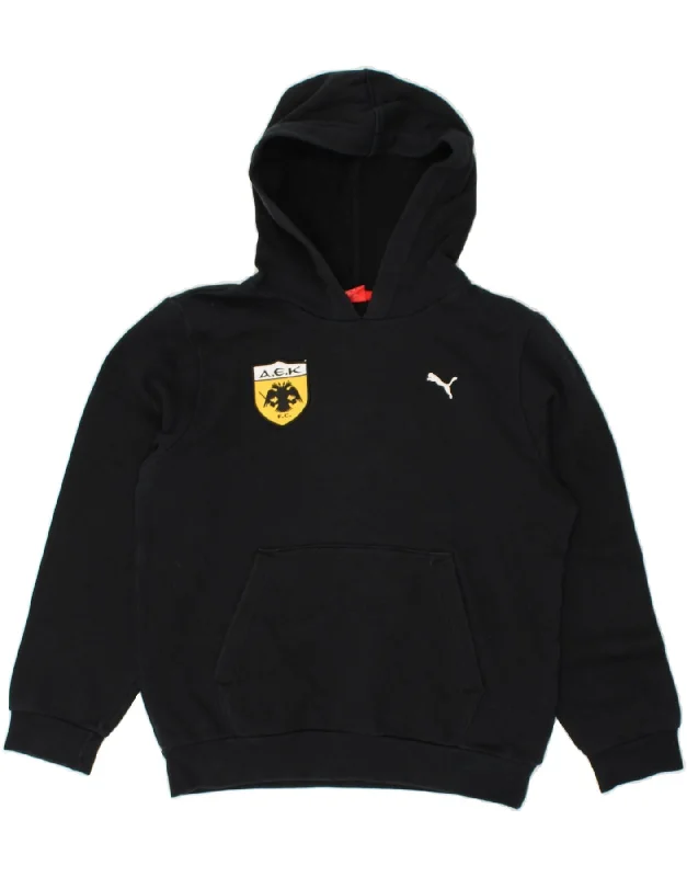 men's eco-friendly hoodies -PUMA Boys Hoodie Jumper 11-12 Years Black Cotton