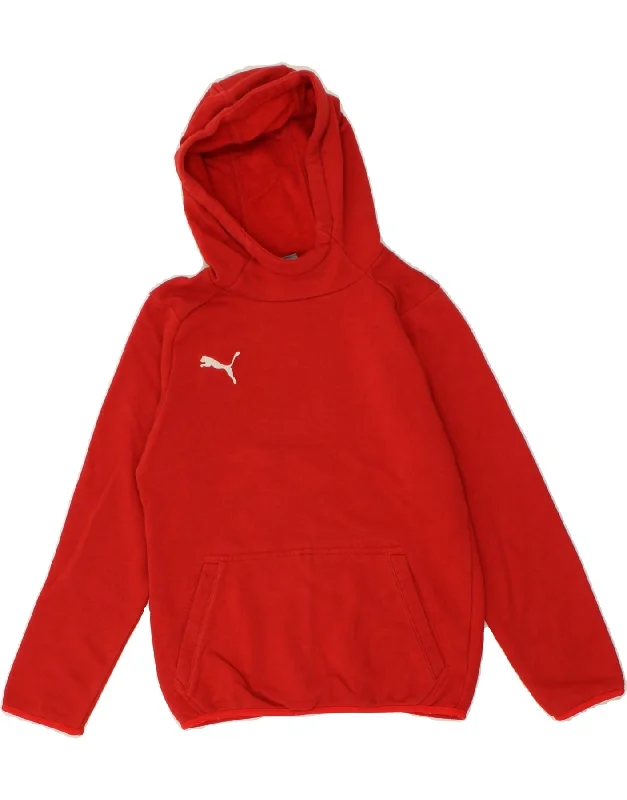 men's hoodie for casual wear -PUMA Boys Hoodie Jumper 9-10 Years Red Cotton