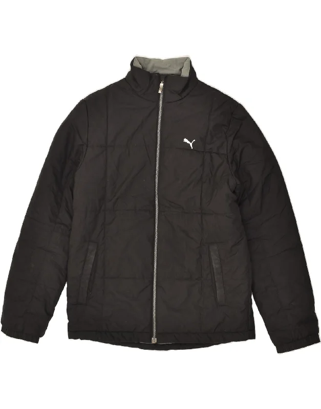 men's waterproof jackets -PUMA Boys Padded Jacket 13-14 Years Black Polyester