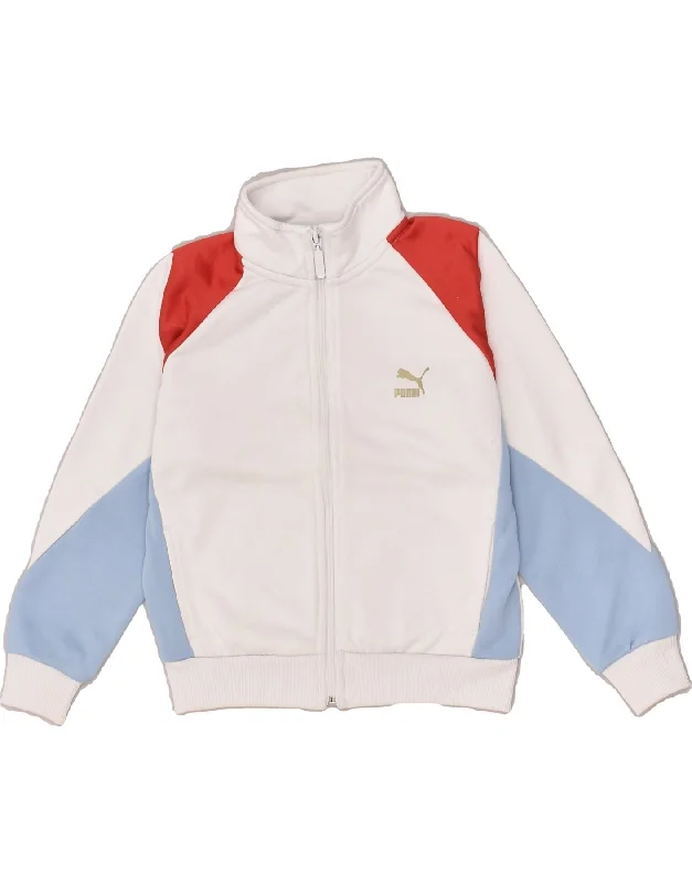 men's stylish leather bomber jackets -PUMA Boys Tracksuit Top Jacket 7-8 Years White Polyester