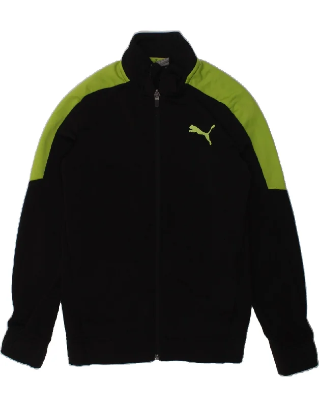 men's slim-fit jackets for work -PUMA Boys Tracksuit Top Jacket 9-10 Years Black Polyester