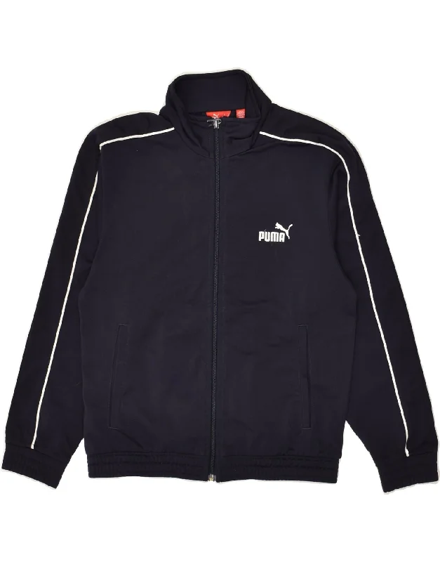 men's stylish black jackets -PUMA Boys Tracksuit Top Jacket 9-10 Years Navy Blue Polyester