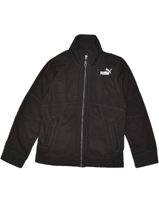 men's leather jackets -PUMA Girls Fleece Jacket 7-8 Years Black Polyester