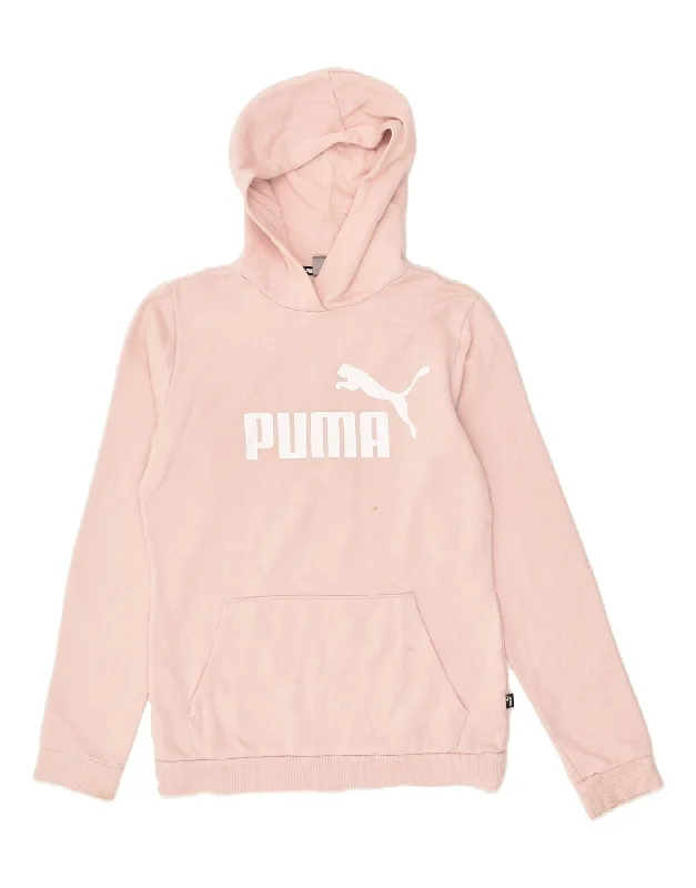 men's graphic hoodies -PUMA Girls Graphic Hoodie Jumper 15-16 Years Pink Cotton