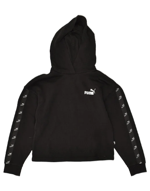 men's casual zip-up hoodies -PUMA Girls Hoodie Jumper 11-12 Years Black Cotton