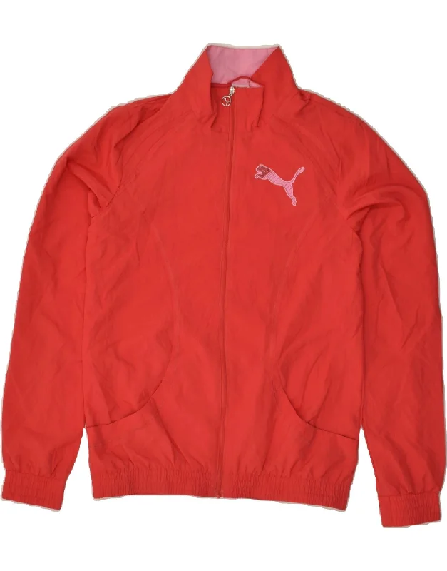 men's fashionable outer jackets -PUMA Girls Tracksuit Top Jacket 13-14 Years Red Polyester