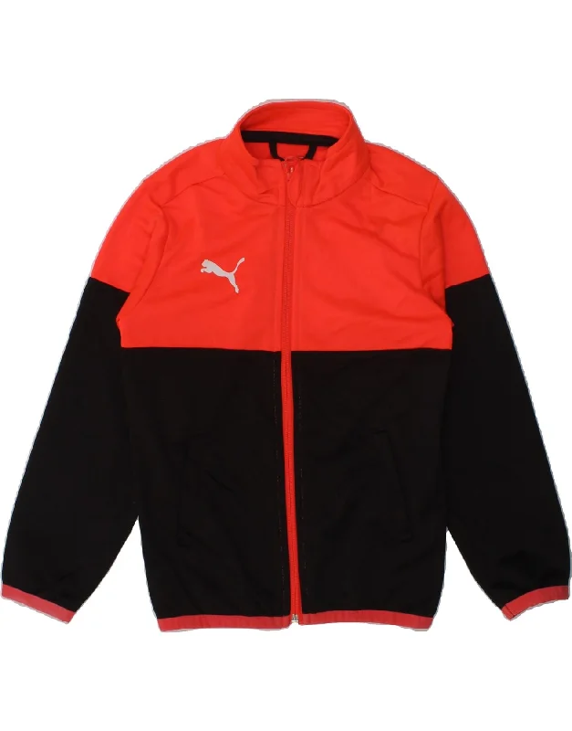 men's insulated winter jackets -PUMA Girls Tracksuit Top Jacket 4-5 Years Red Colourblock Polyester