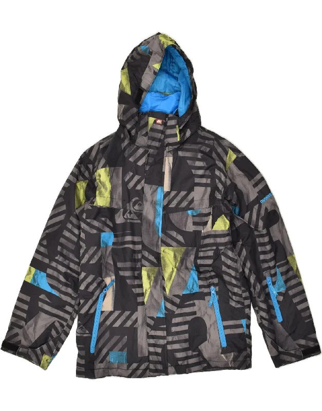 men's lightweight windbreakers -QUIKSILVER Boys Graphic Hooded Windbreaker Jacket 13-14 Years Black