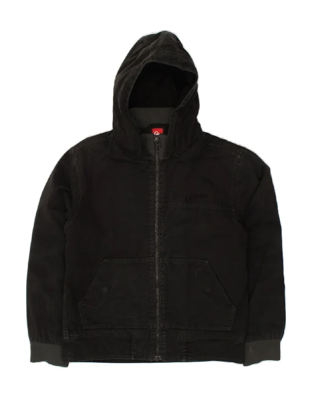 men's athletic jackets -QUIKSILVER Boys Hooded Bomber Jacket 11-12 Years Black