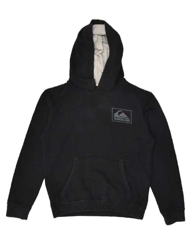 men's fleece hoodie jacket -QUIKSILVER Boys Hoodie Jumper 11-12 Years Medium Black Cotton