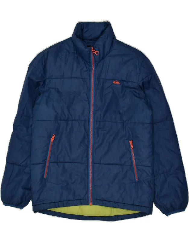 men's custom jackets -QUIKSILVER Boys Padded Jacket 13-14 Years Navy Blue Polyester