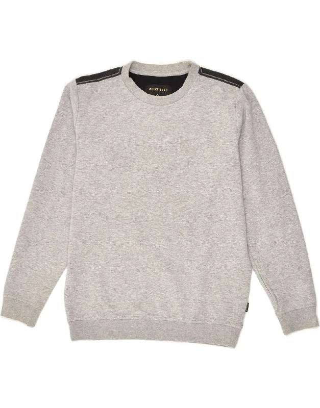 men's cozy fleece sweatshirts -QUIKSILVER Boys Sweatshirt Jumper 13-14 Years Grey Colourblock Cotton