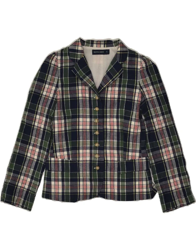 men's trench jackets for winter -RALPH LAUREN Girls 6 Button Blazer Jacket 15-16 Years Navy Blue Check