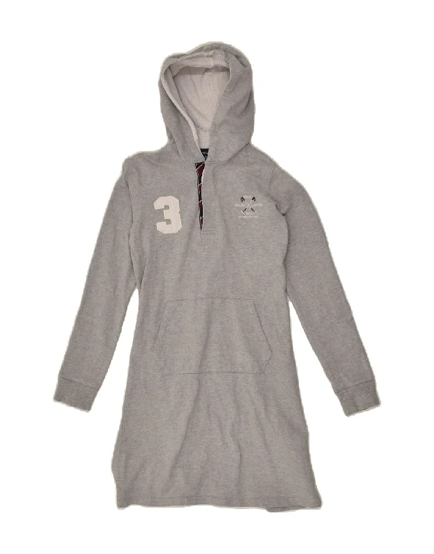 men's workout hoodies -RALPH LAUREN Girls Long Sleeve Hoodie Jumper Dress 7-8 Years Small Grey