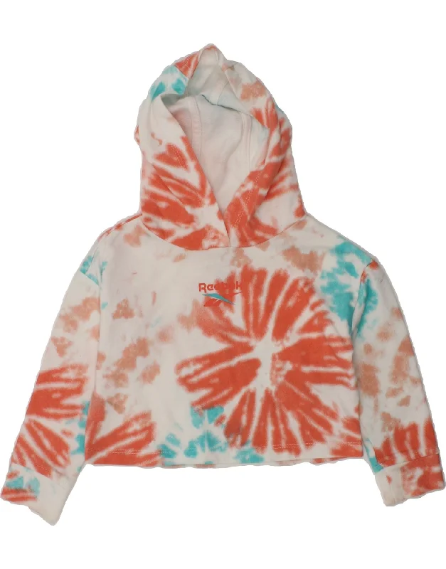 men's hoodie with creative prints -REEBOK Baby Girls Crop Hoodie Jumper 18-24 Months Multicoloured Tie Dye