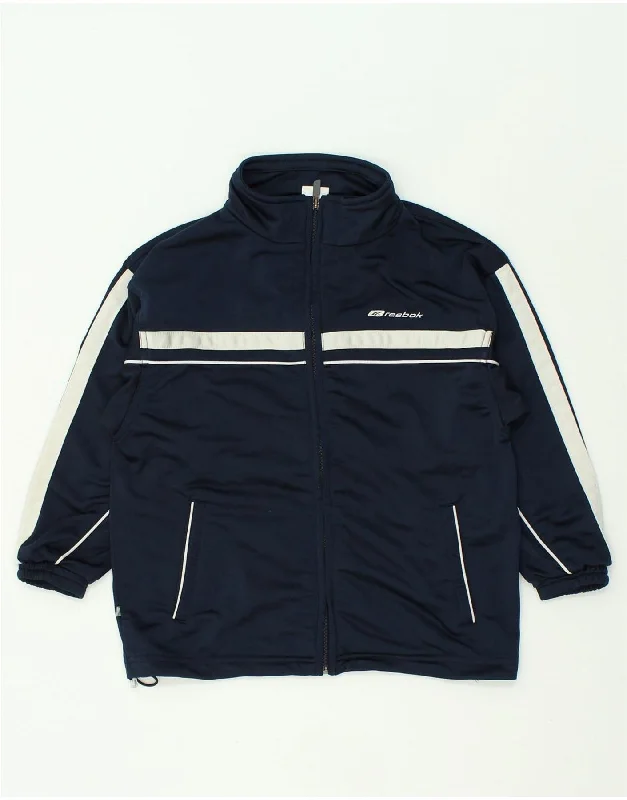 men's slim-fit jackets for work -REEBOK Boys Tracksuit Top Jacket 11-12 Years Navy Blue Polyester