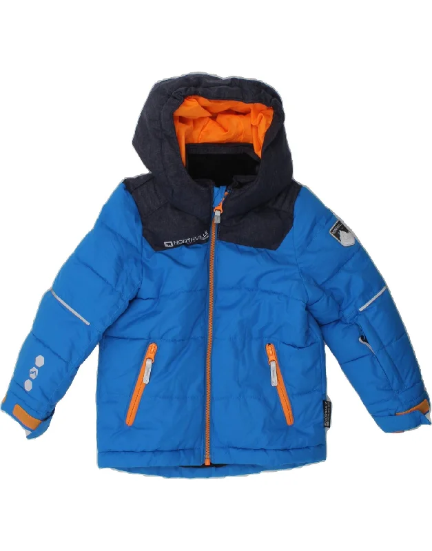 men's parkas -RODEO Boys Hooded Padded Jacket 2-3 Years Blue Colourblock Polyester