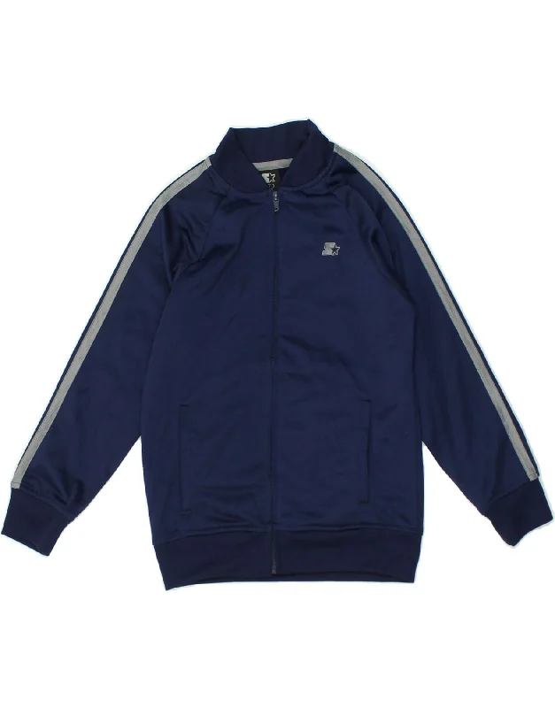 men's wind-resistant jackets -STARTER Boys Tracksuit Top Jacket 7-8 Years Medium Navy Blue Polyester