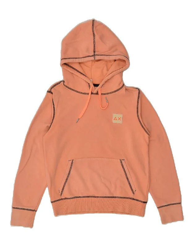 men's pullover hoodie for winter -SUN68 Boys Hoodie Jumper 9-10 Years Orange Cotton