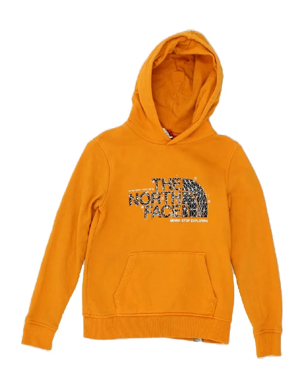 men's hoodie sweatshirt with graphics -THE NORTH FACE Boys Graphic Hoodie Jumper 11-12 Years Large Yellow Cotton