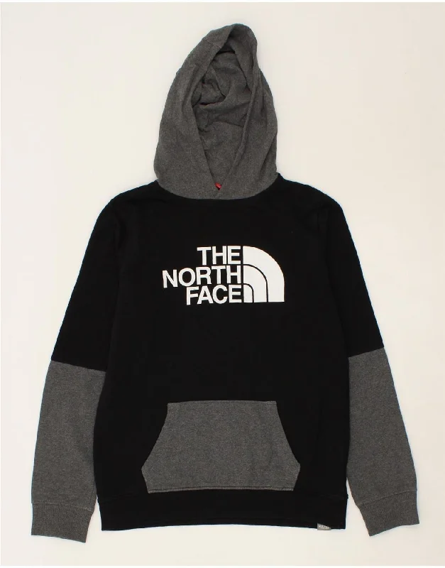 men's hoodie sweatshirt with graphics -THE NORTH FACE Boys Graphic Hoodie Jumper 14-15 Years XL Black Colourblock