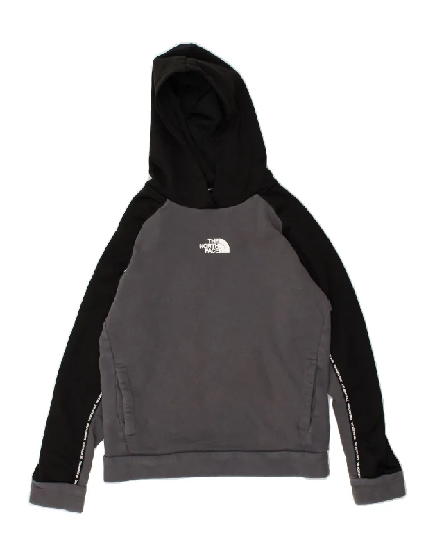 men's hoodie for layering -THE NORTH FACE Boys Hoodie Jumper 12-13 Years Large Grey Colourblock