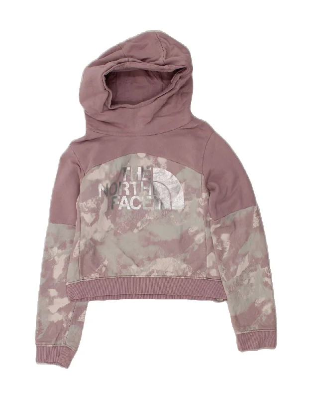 men's lightweight sweatshirts -THE NORTH FACE Girls Graphic Crop Hoodie Jumper 11-12 Years Large Pink