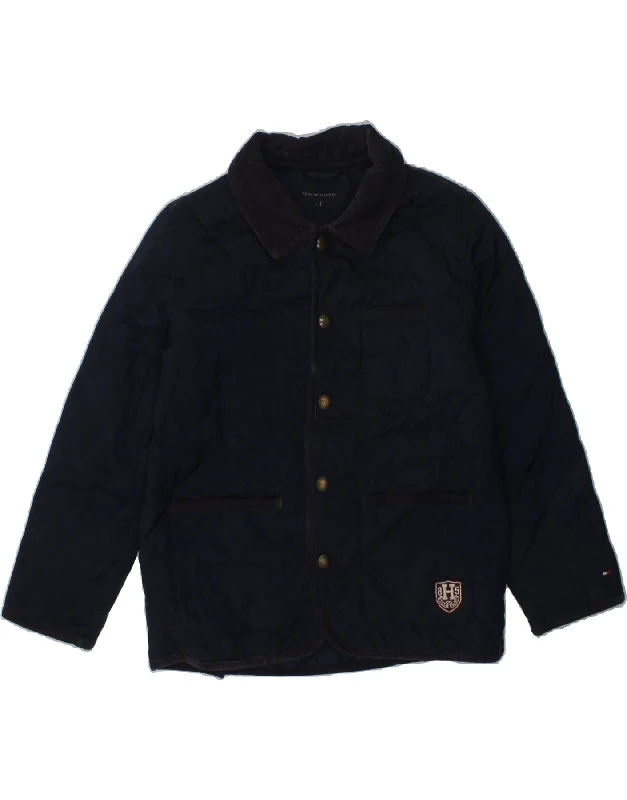 men's casual blazers -TOMMY HILFIGER Boys Quilted Jacket 4-5 Years Navy Blue Polyester