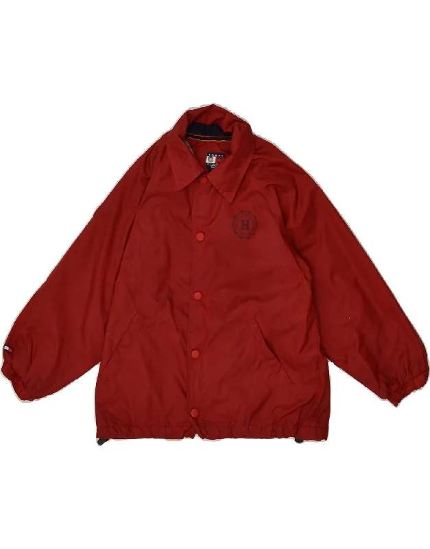 men's outdoor fleece jackets -TOMMY HILFIGER Boys Rain Jacket 5-6 Years Maroon Nylon