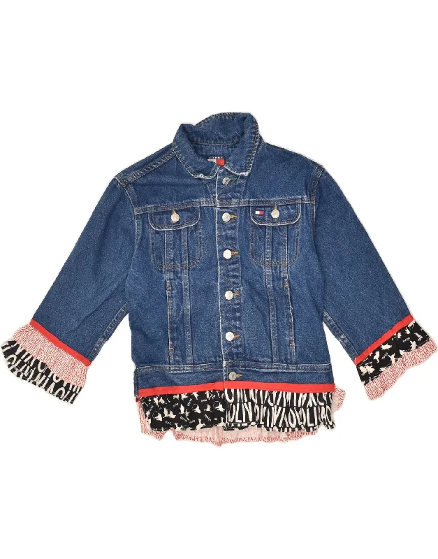 men's casual outerwear jackets -TOMMY HILFIGER Girls Denim Jacket 7-8 Years Small Blue Cotton