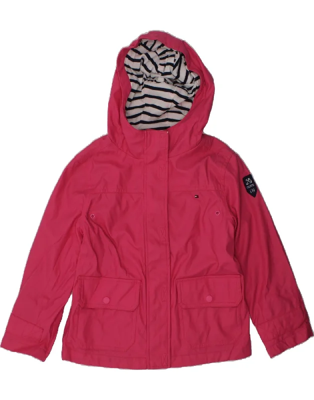 men's jacket with hoodie -TOMMY HILFIGER Girls Hooded Utility Jacket 6-7 Years Small  Pink Polyester