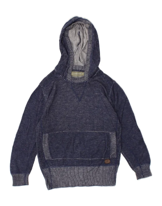 men's hoodie for outdoor wear -TRUSSARDI JUNIOR Boys Hoodie Jumper 9-10 Years XS Navy Blue Flecked