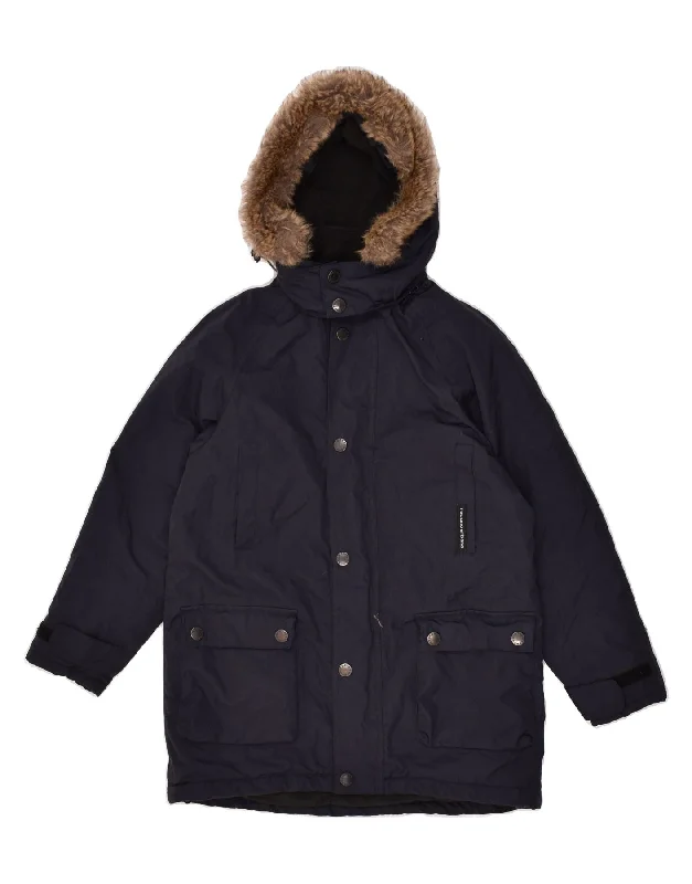 men's fleece jackets -TUCANO URBANO Boys Hooded Windbreaker Jacket 9-10 Years Navy Blue