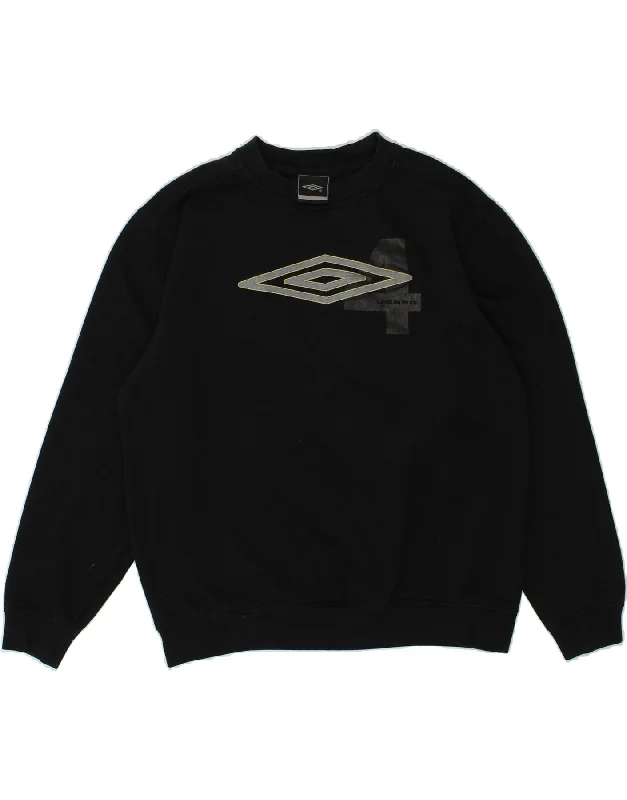 men's graphic sweatshirts with hoods -UMBRO Boys Graphic Sweatshirt Jumper 13-14 Years Black Cotton