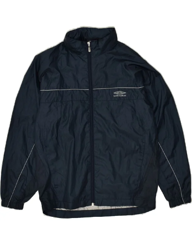 men's winter jackets with hood -UMBRO Boys Tracksuit Top Jacket 11-12 Years Large Navy Blue Polyester