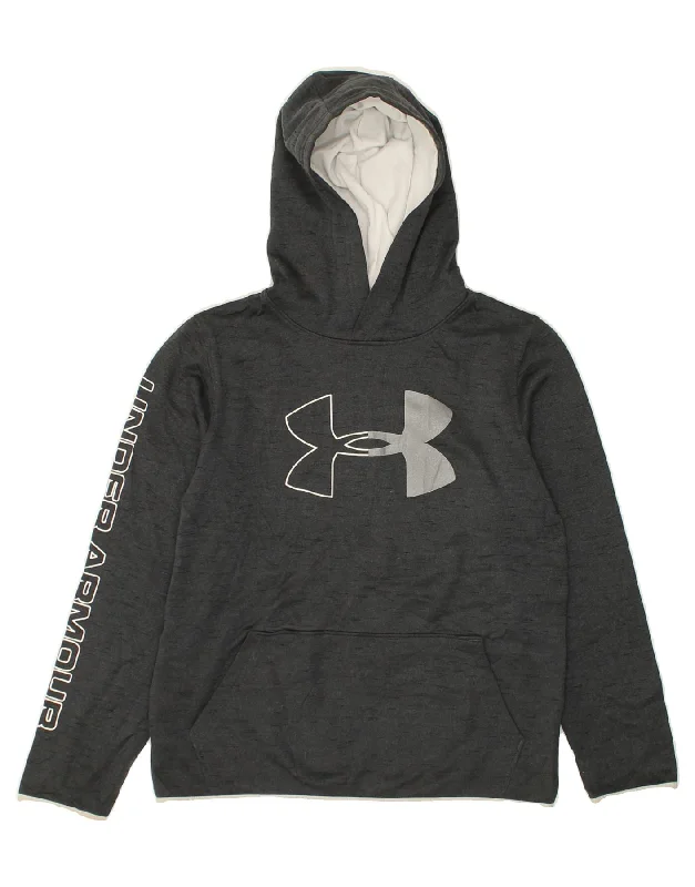 men's hoodie for chilly evenings -UNDER ARMOUR Boys Cold Gear Graphic Hoodie Jumper 11-12 Years Large Grey