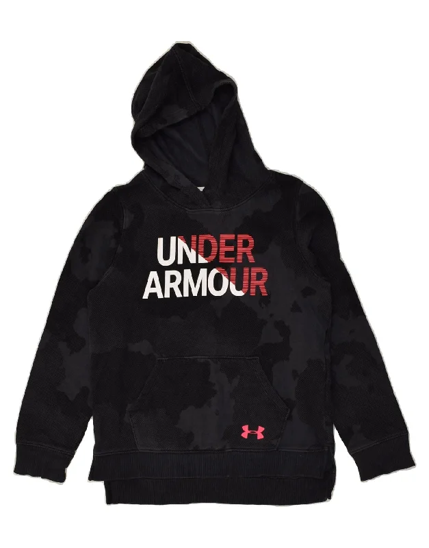 men's oversized hoodies -UNDER ARMOUR Boys Cold Gear Graphic Hoodie Jumper 14-15 Years Large Black