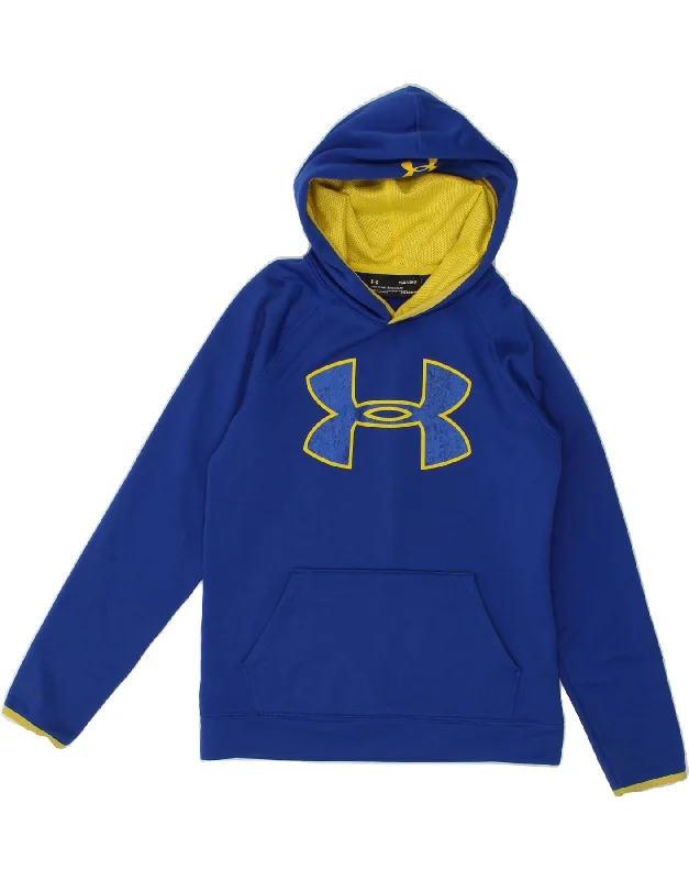 men's trendy oversized hoodies -UNDER ARMOUR Boys Graphic Hoodie Jumper 11-12 Years Large  Blue Polyester