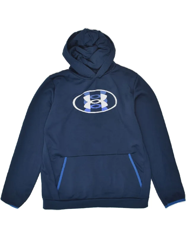 men's comfortable pullover sweatshirts -UNDER ARMOUR Boys Graphic Hoodie Jumper 15-16 Years XL  Navy Blue