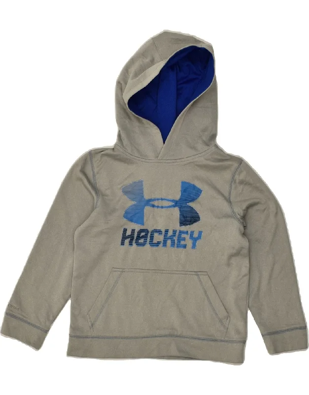 men's zip-up hoodies for winter -UNDER ARMOUR Boys Graphic Hoodie Jumper 7-8 Years  Small Grey Polyester