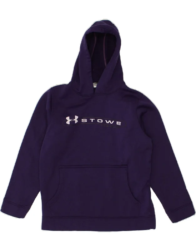 men's pullover hoodies -UNDER ARMOUR Boys Graphic Hoodie Jumper 9-10 Years Small Purple Polyester