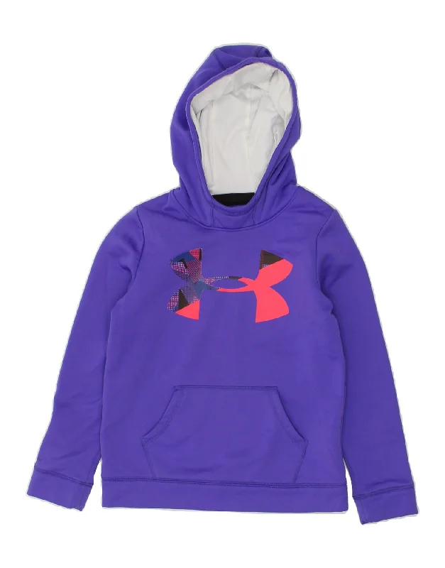 men's oversized hoodies -UNDER ARMOUR Girls Cold Gear Graphic Hoodie Jumper 10-11 Years Medium Blue